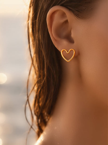 Demi Fine 18K Gold Plated Stainless steel Halo Heart Stud Earrings