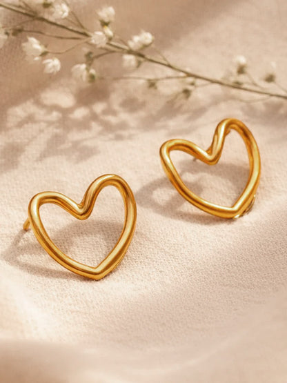 Demi Fine 18K Gold Plated Stainless steel Halo Heart Stud Earrings
