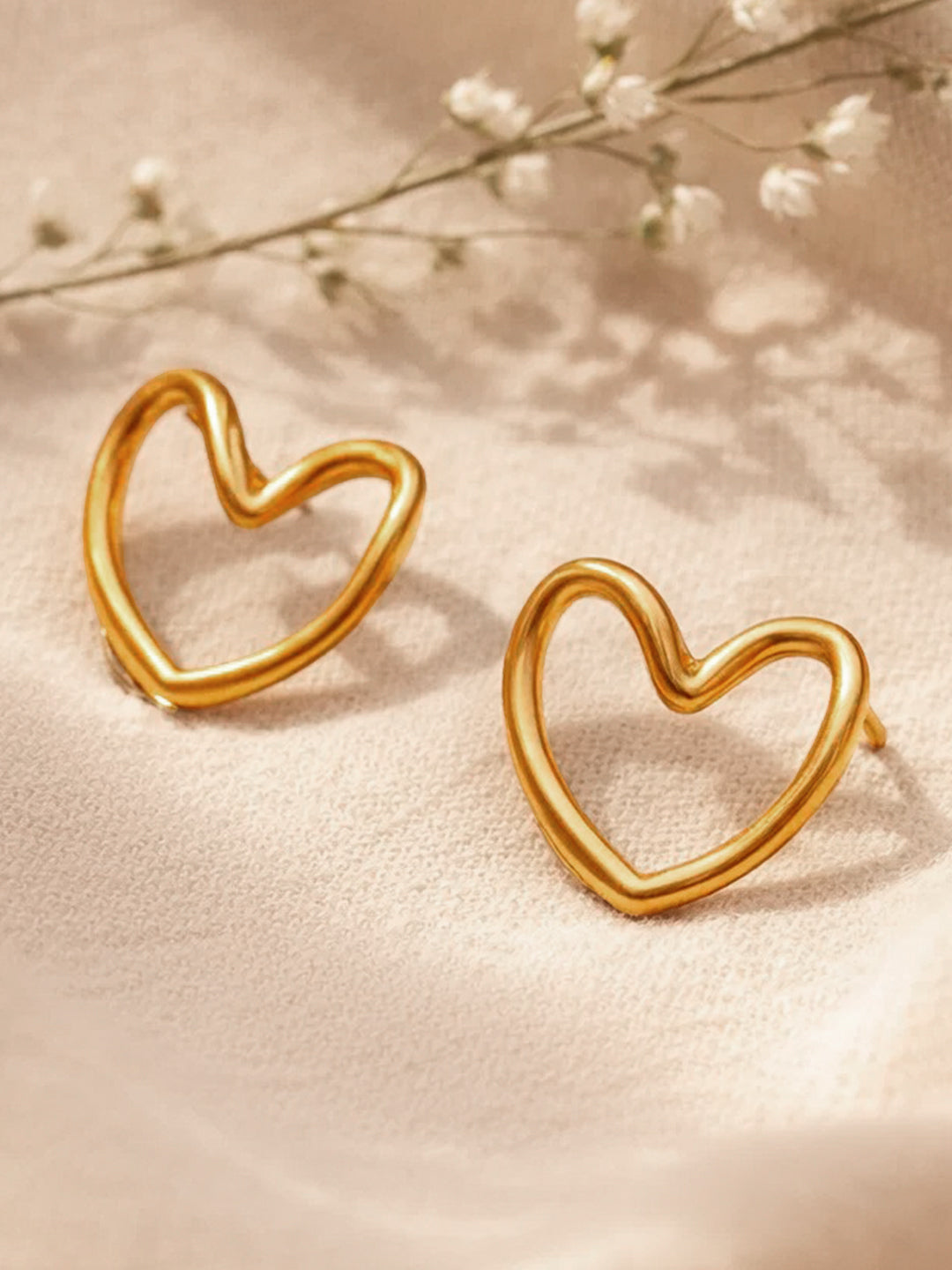 Demi Fine 18K Gold Plated Stainless steel Halo Heart Stud Earrings