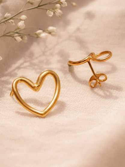 Demi Fine 18K Gold Plated Stainless steel Halo Heart Stud Earrings