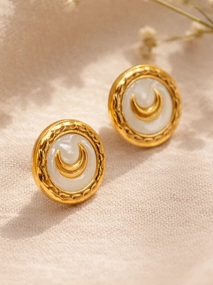 Demi Fine 18K Gold Plated Stainless steel Geometric Moon Stud Earrings