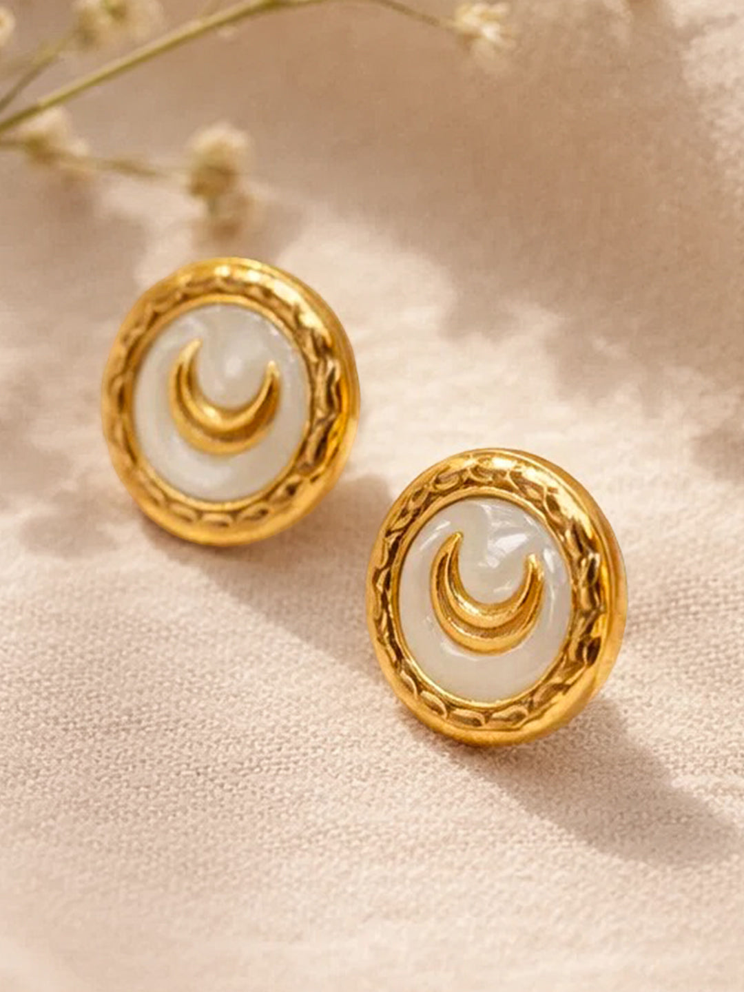 Demi Fine 18K Gold Plated Stainless steel Geometric Moon Stud Earrings