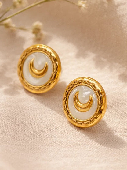Demi Fine 18K Gold Plated Stainless steel Geometric Moon Stud Earrings