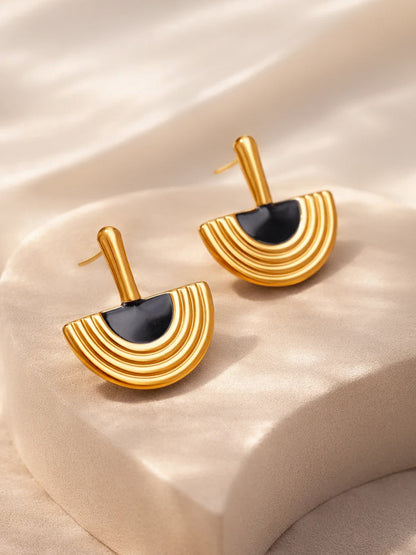 Demi Fine 18K Gold Plated Stainless steel Arch Enamel Statement Drop Earrings