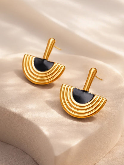 Demi Fine 18K Gold Plated Stainless steel Arch Enamel Statement Drop Earrings