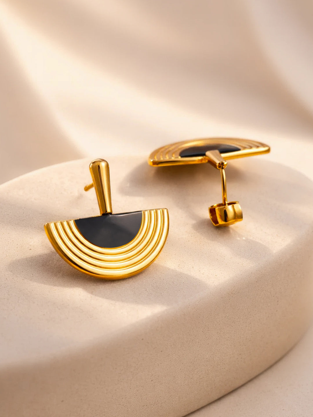 Demi Fine 18K Gold Plated Stainless steel Arch Enamel Statement Drop Earrings
