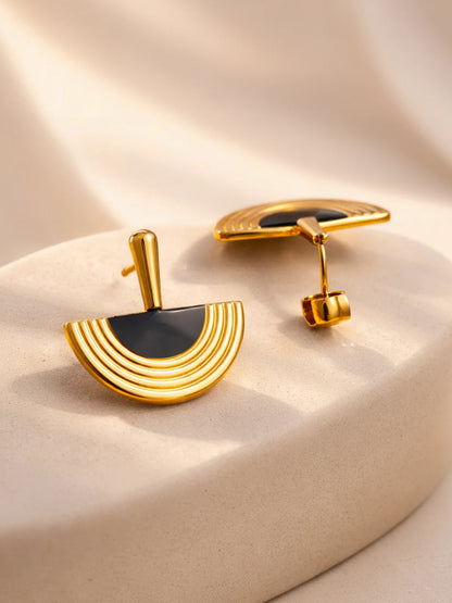 Demi Fine 18K Gold Plated Stainless steel Arch Enamel Statement Drop Earrings
