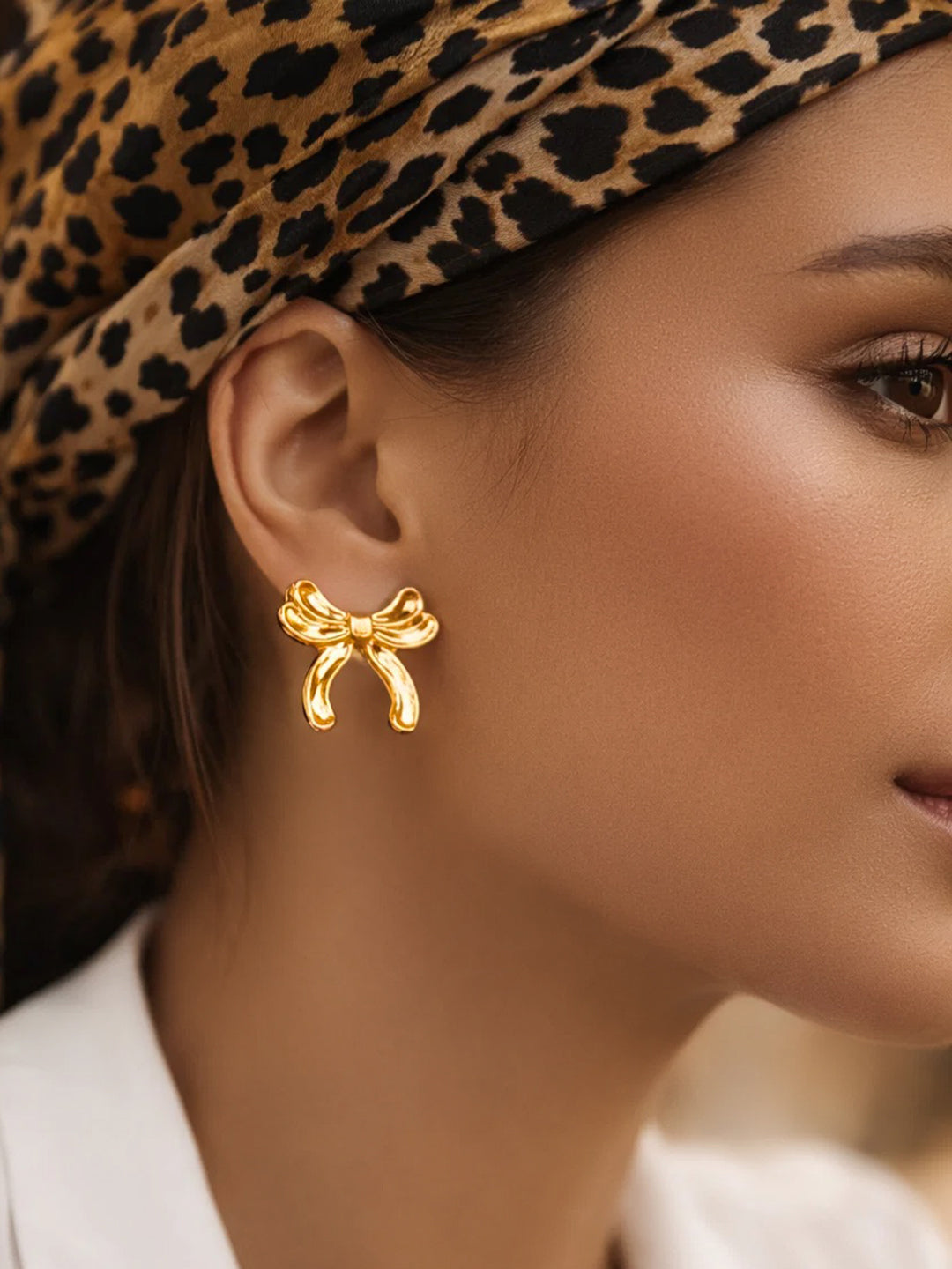 Demi Fine 18K Gold Plated Stainless steel Hammered Bow Stud Earrings