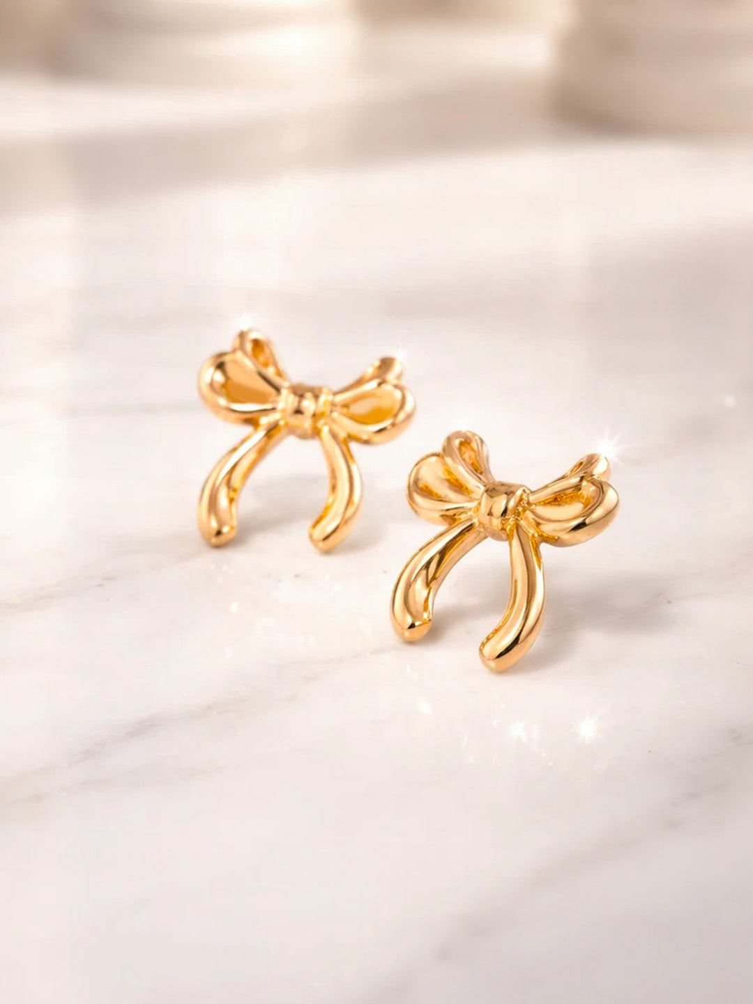 Demi Fine 18K Gold Plated Stainless steel Hammered Bow Stud Earrings
