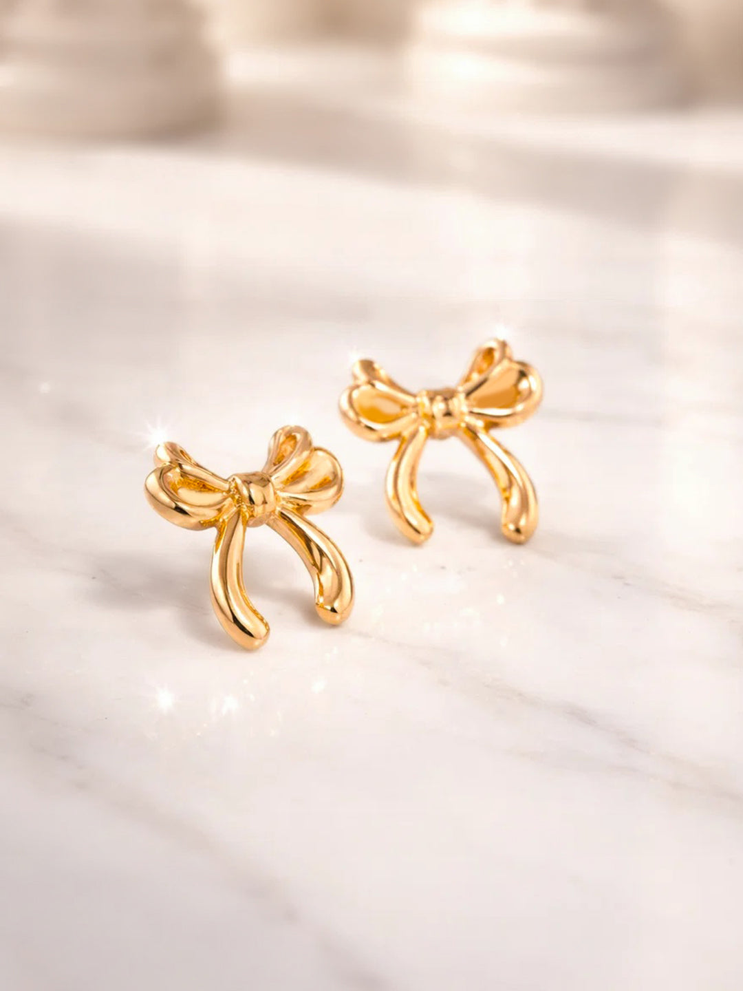 Demi Fine 18K Gold Plated Stainless steel Hammered Bow Stud Earrings