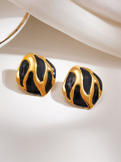 Demi Fine 18K Gold Plated Stainless steel Abstract Wave Stud Earrings