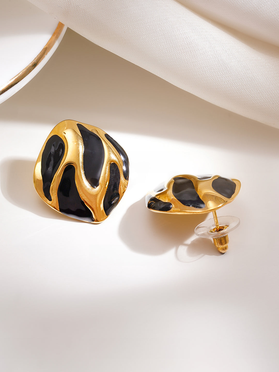 Demi Fine 18K Gold Plated Stainless steel Abstract Wave Stud Earrings