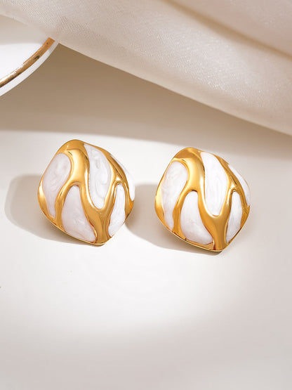 Demi Fine 18K Gold Plated Stainless steel Midnight Flame Stud Earrings