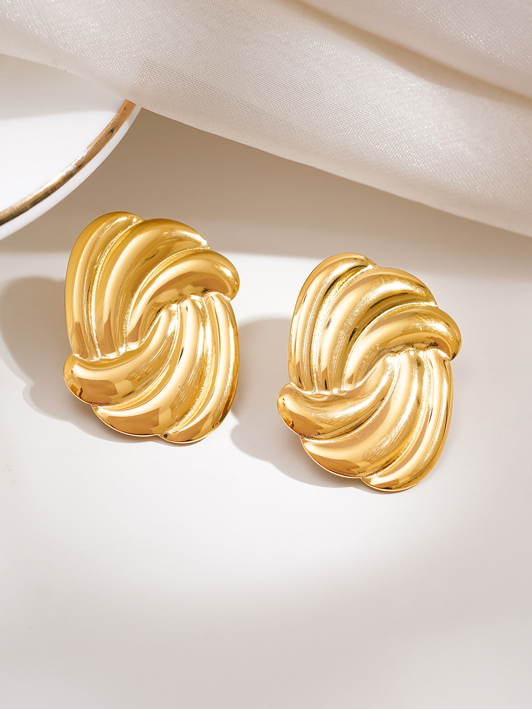 Demi Fine 18K Gold Plated Stainless steel Golden Twist Stud Earrings