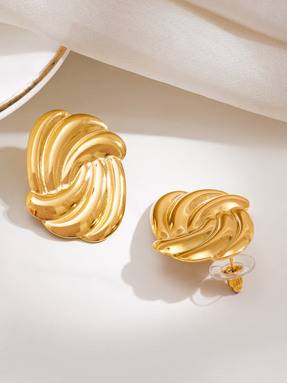 Demi Fine 18K Gold Plated Stainless steel Golden Twist Stud Earrings