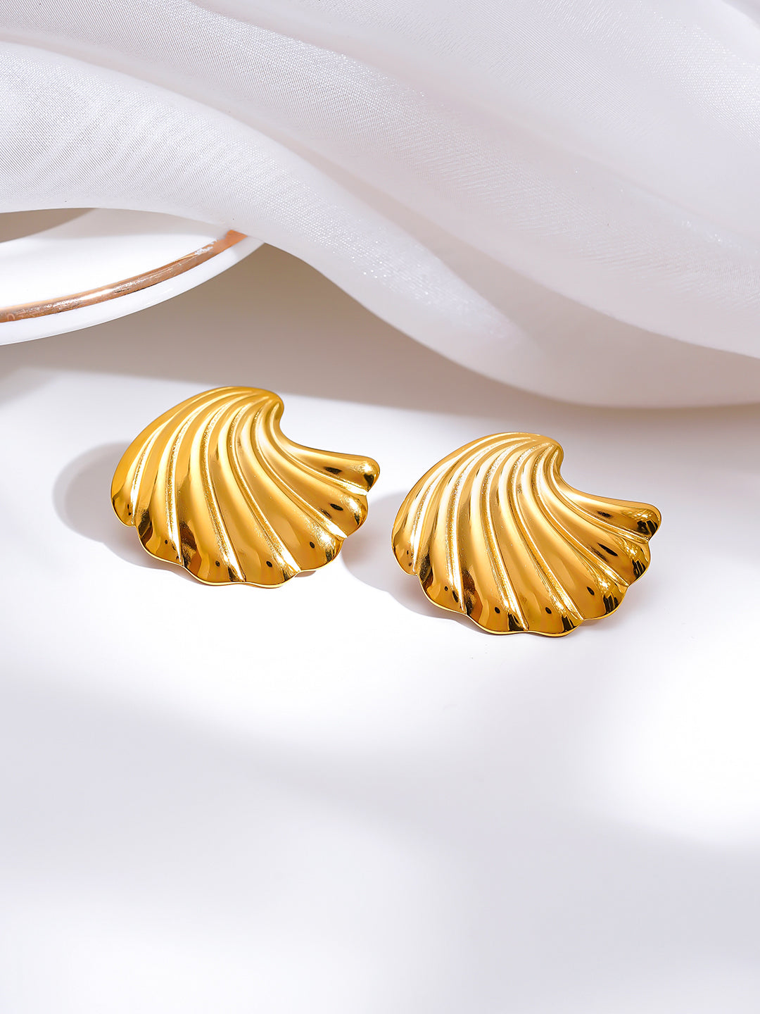 Demi Fine 18K Gold Plated Stainless steel Golden Shore Stud Earrings