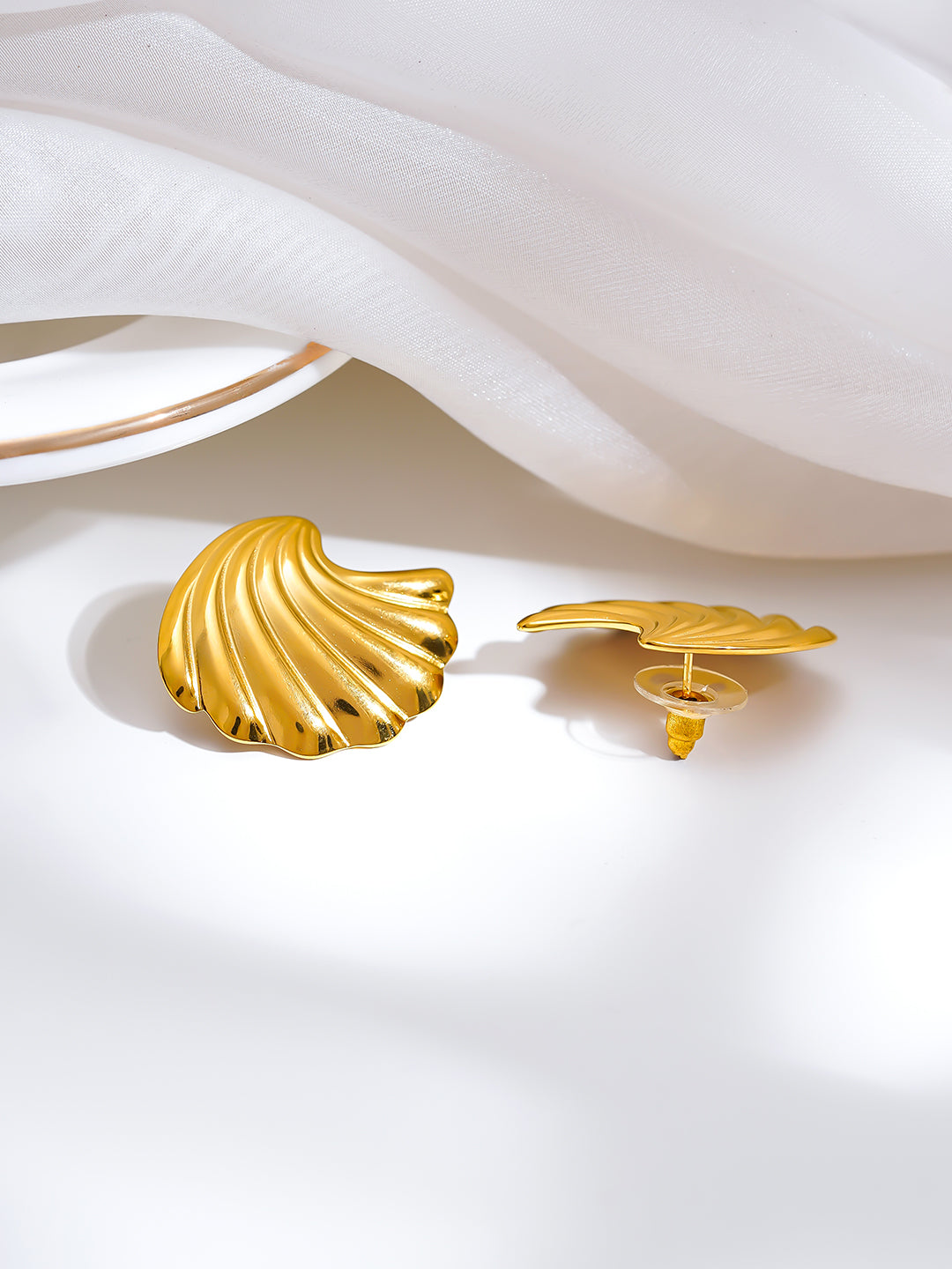 Demi Fine 18K Gold Plated Stainless steel Golden Shore Stud Earrings