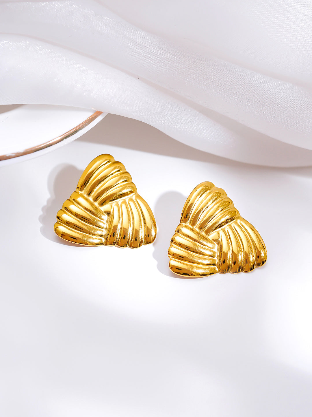 Demi Fine 18K Gold Plated Stainless steel Golden Crush Stud Earrings