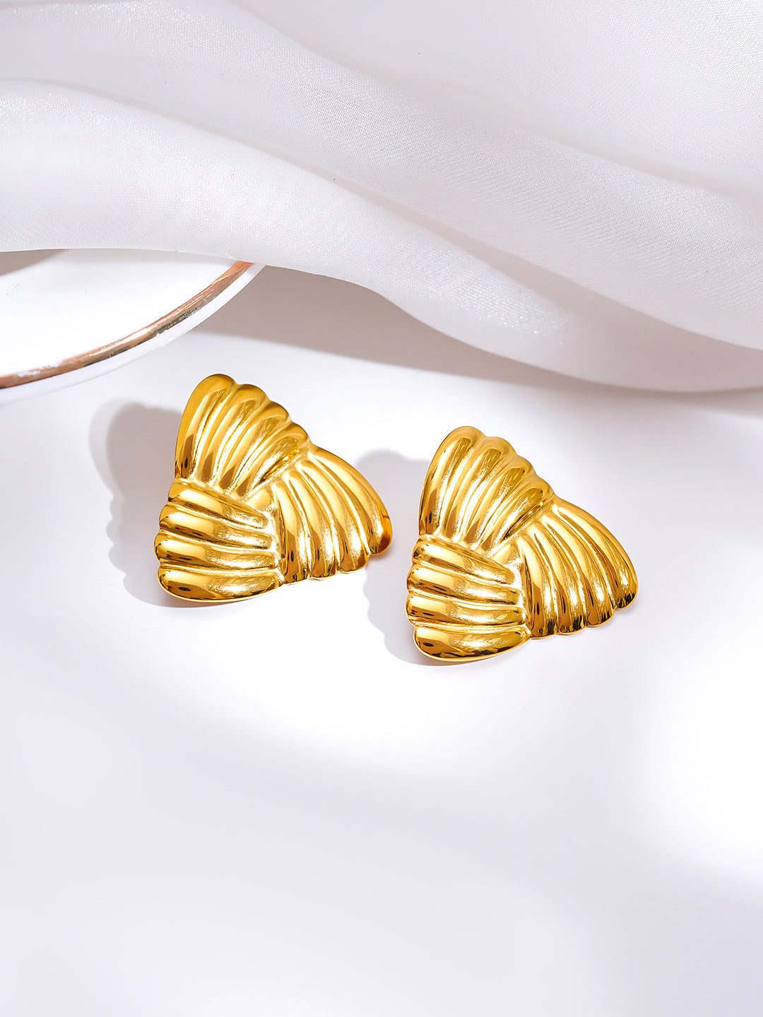 Demi Fine 18K Gold Plated Stainless steel Golden Crush Stud Earrings