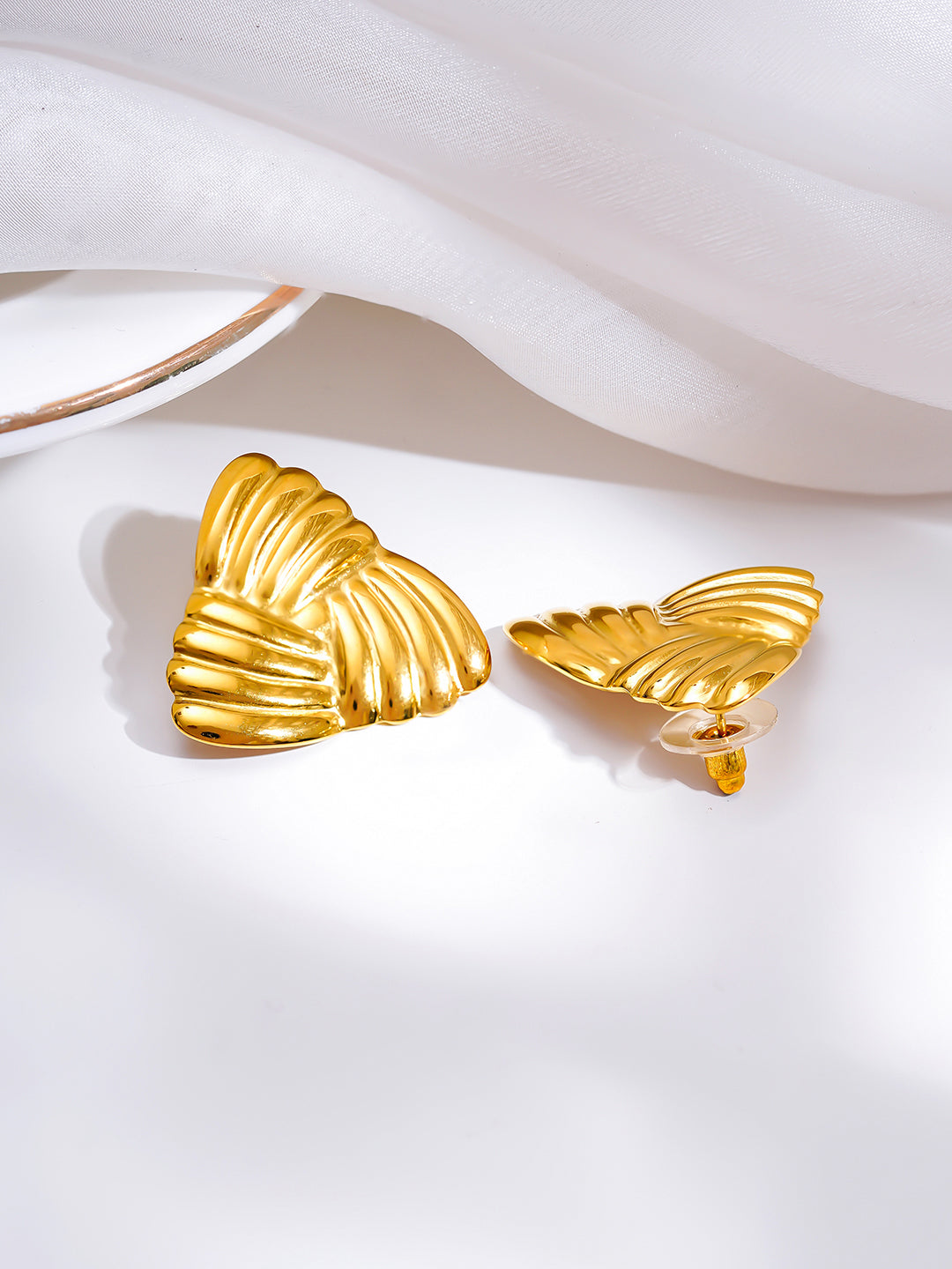 Demi Fine 18K Gold Plated Stainless steel Golden Crush Stud Earrings