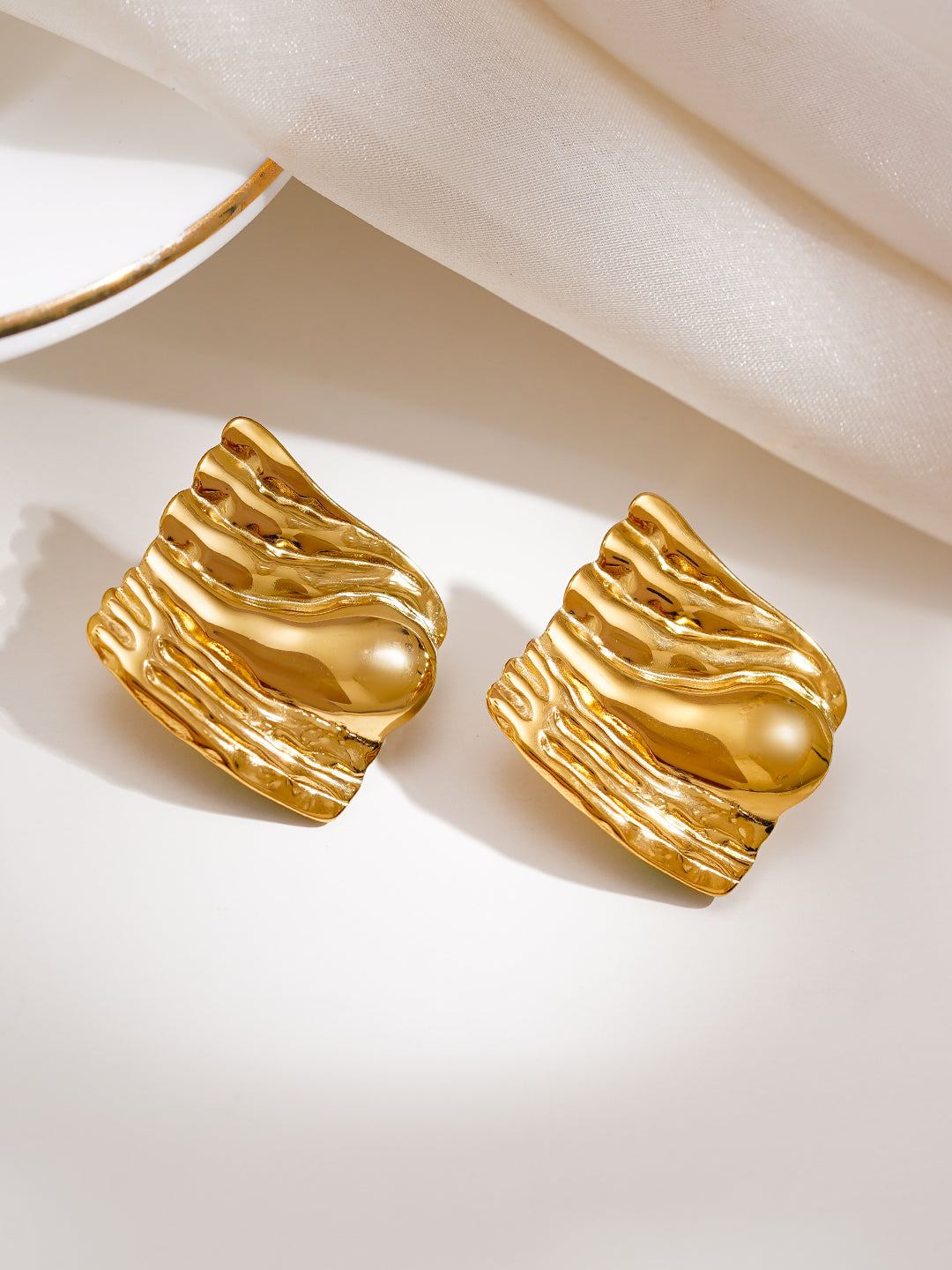 Demi Fine 18K Gold Plated Stainless steel Liquid Gold Stud Earrings