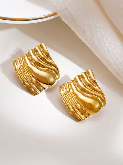 Demi Fine 18K Gold Plated Stainless steel Liquid Gold Stud Earrings