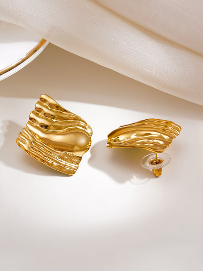 Demi Fine 18K Gold Plated Stainless steel Liquid Gold Stud Earrings