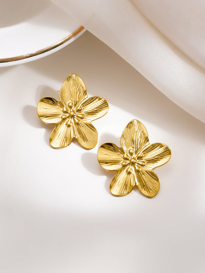 Demi Fine 18K Gold Plated Stainless steel Fresh Bloom Statement Stud Earrings