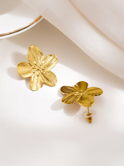 Demi Fine 18K Gold Plated Stainless steel Fresh Bloom Statement Stud Earrings