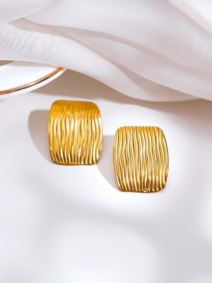 Demi Fine 18K Gold Plated Stainless steel Hammered Muse Statement Studs Earrings