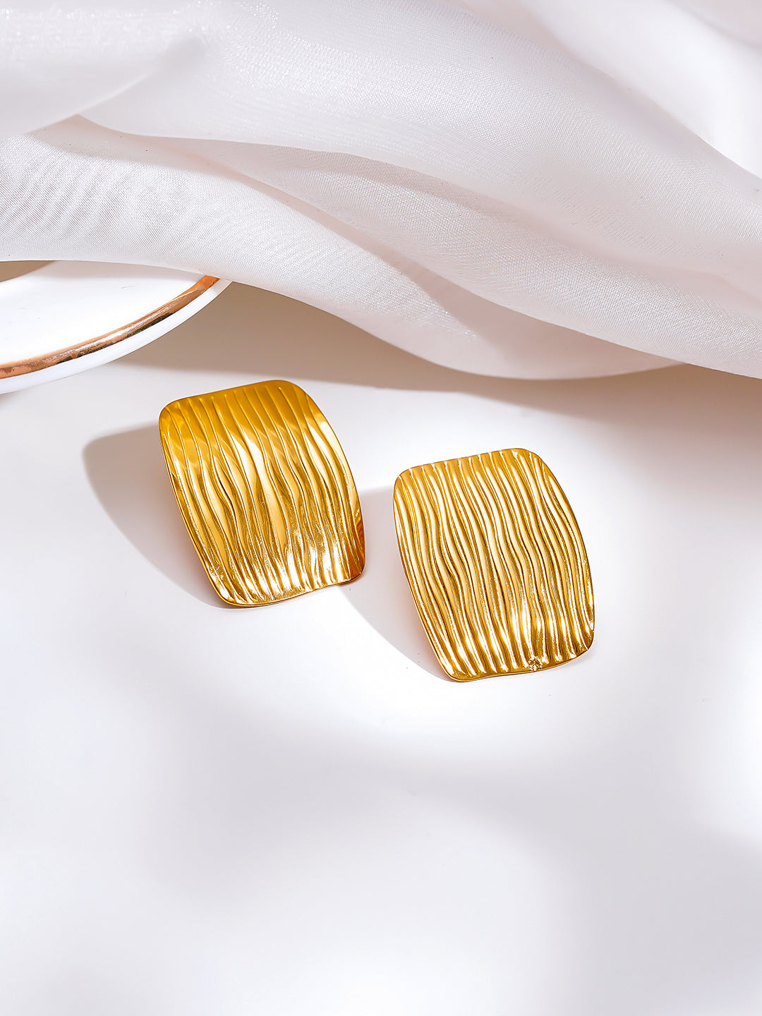 Demi Fine 18K Gold Plated Stainless steel Hammered Muse Statement Studs Earrings