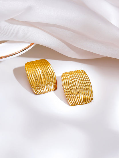 Demi Fine 18K Gold Plated Stainless steel Hammered Muse Statement Studs Earrings