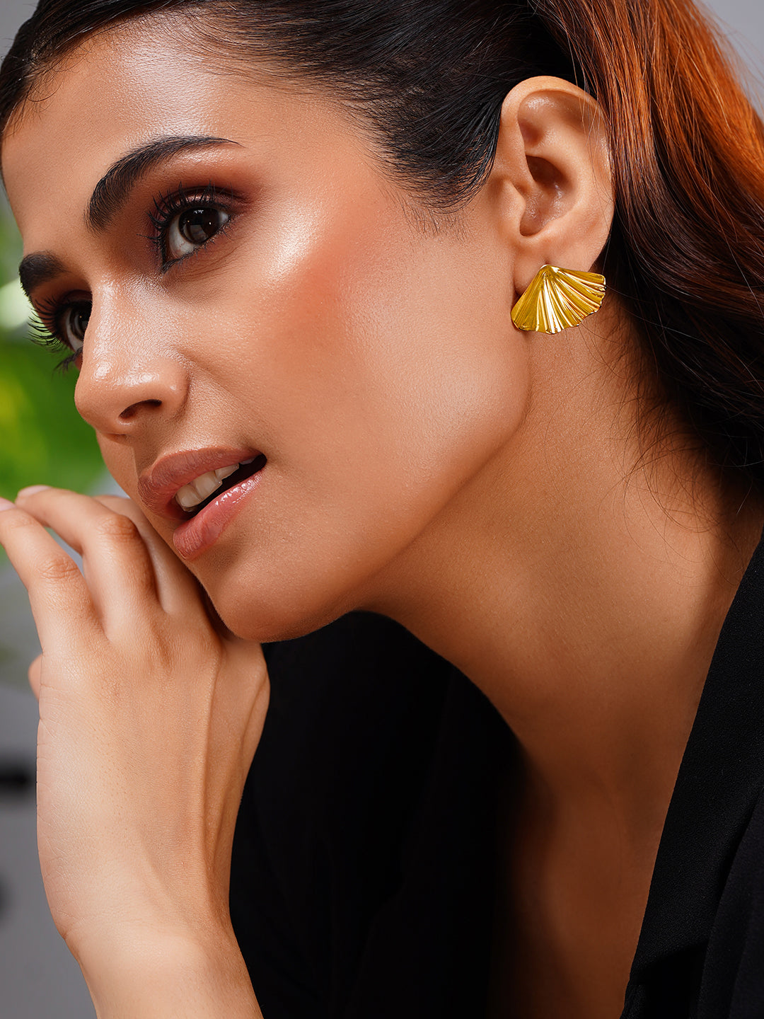 Demi Fine 18K Gold Plated Stainless steel Seaside Glow Statement Studs Earrings