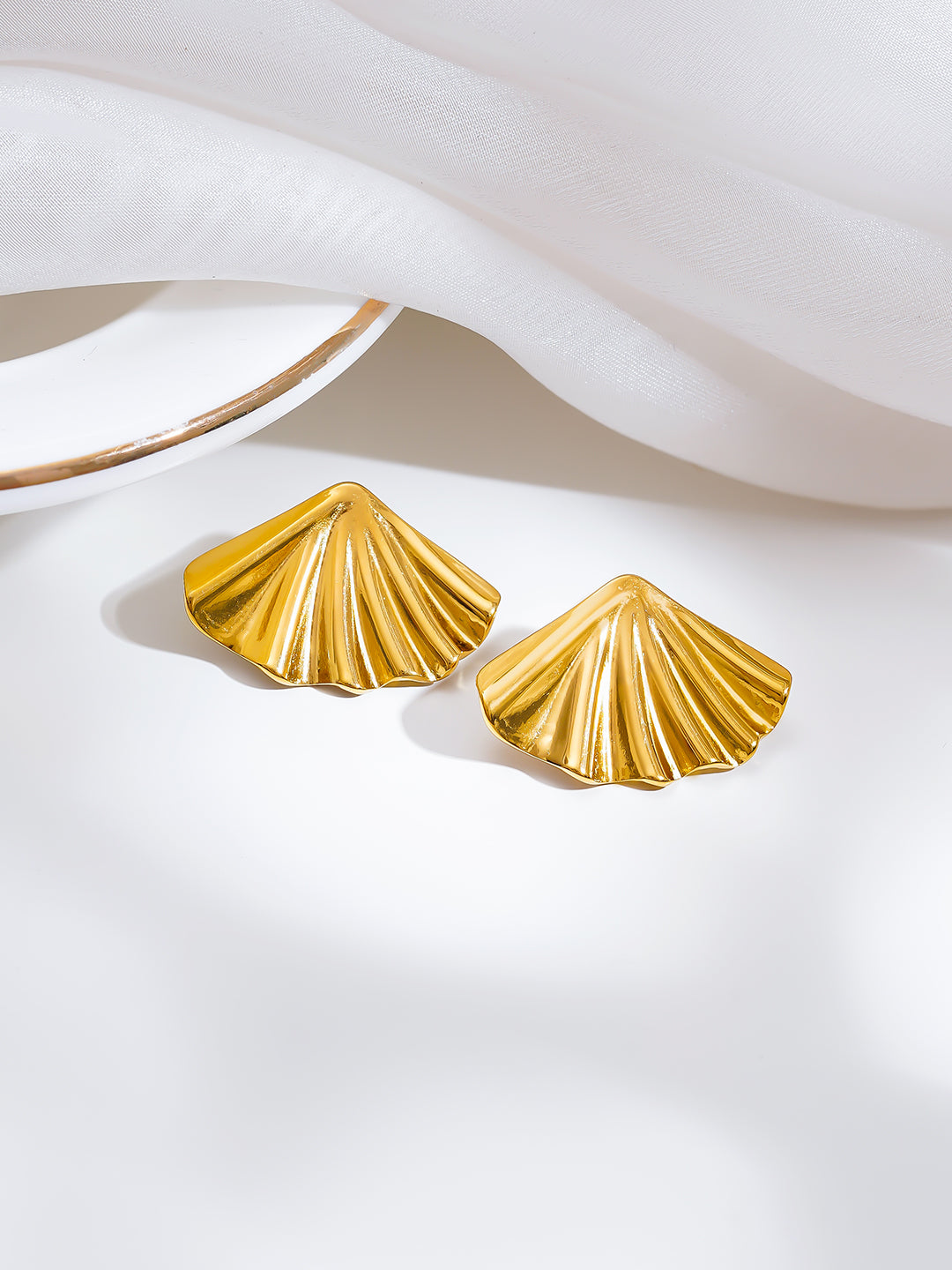 Demi Fine 18K Gold Plated Stainless steel Seaside Glow Statement Studs Earrings