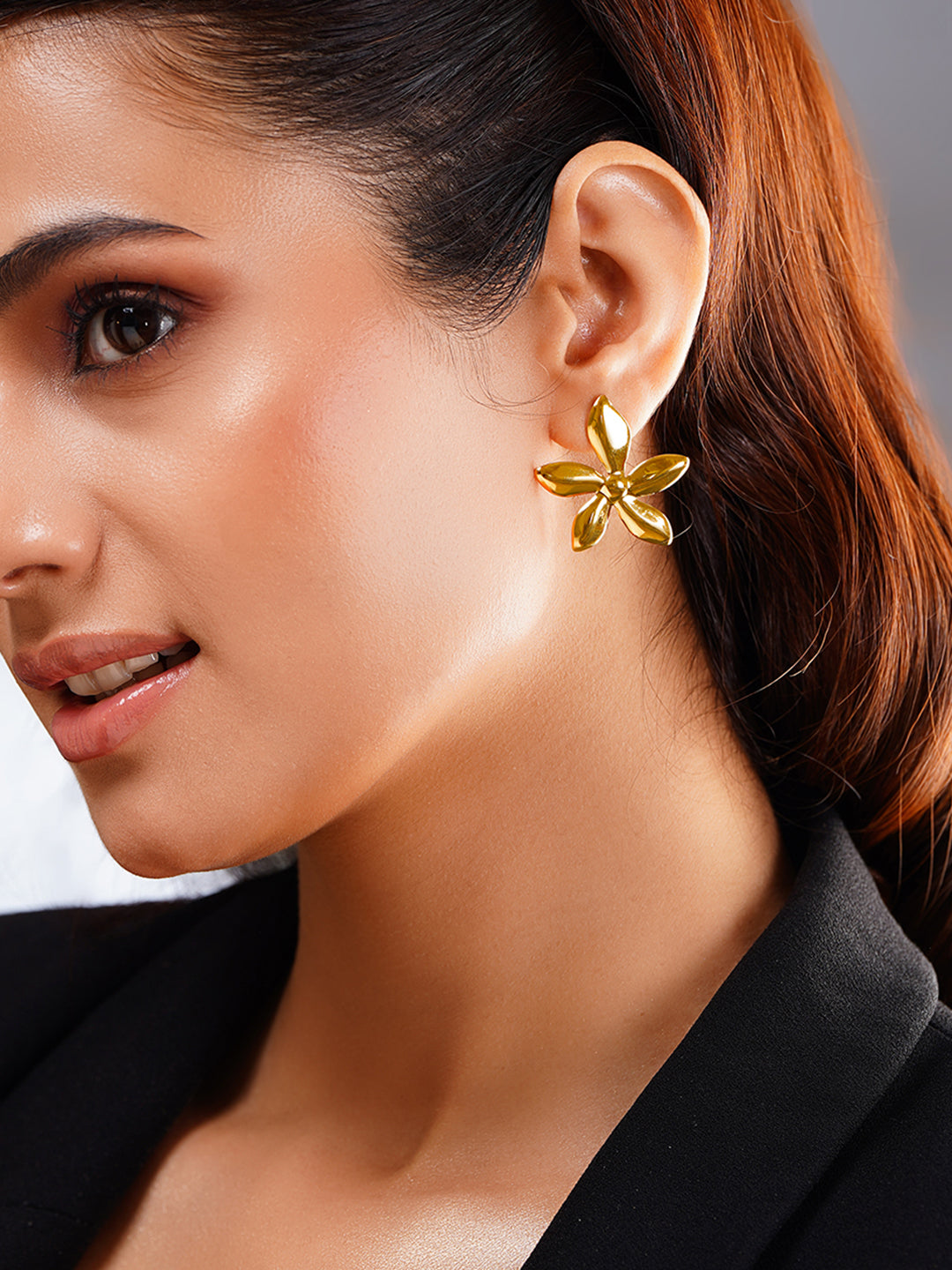 Demi Fine 18K Gold Plated Stainless steel Flower Petal Statement Stud Earrings