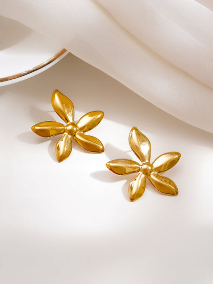 Demi Fine 18K Gold Plated Stainless steel Flower Petal Statement Stud Earrings