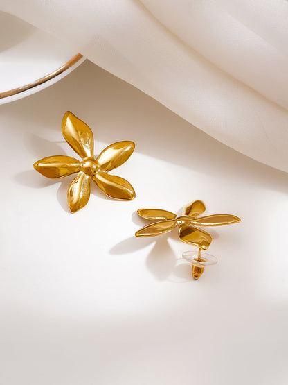 Demi Fine 18K Gold Plated Stainless steel Flower Petal Statement Stud Earrings