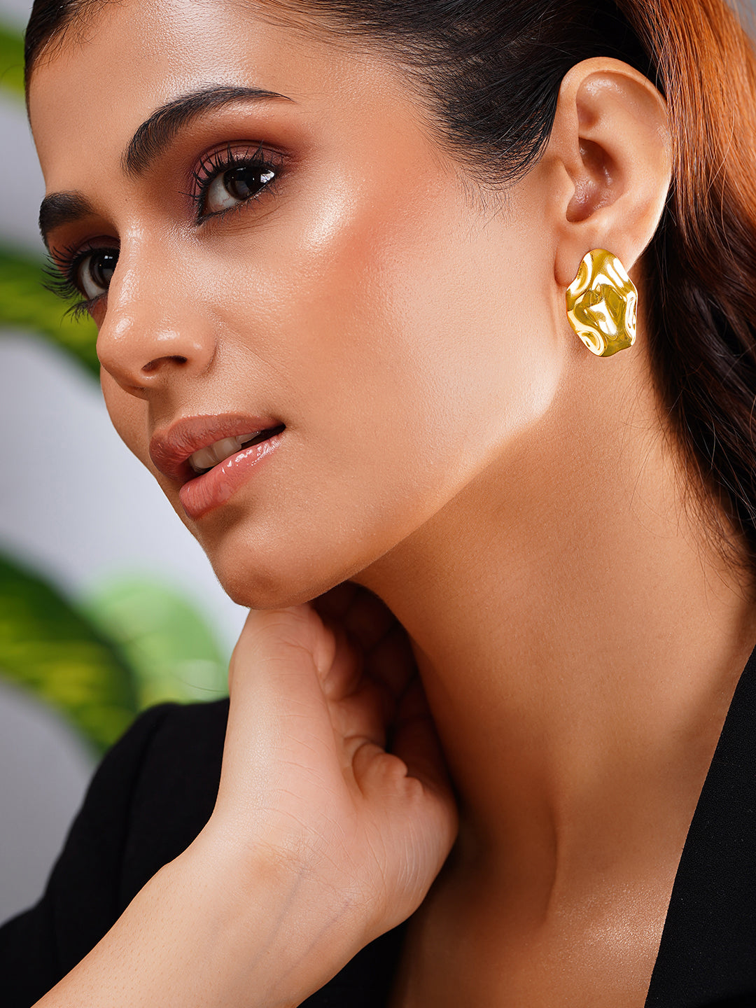 Demi Fine 18K Gold Plated Stainless steel Golden Mood Stud Earrings