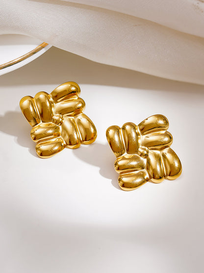 Demi Fine 18K Gold Plated Stainless steel Golden Charm Statement Studs Earrings
