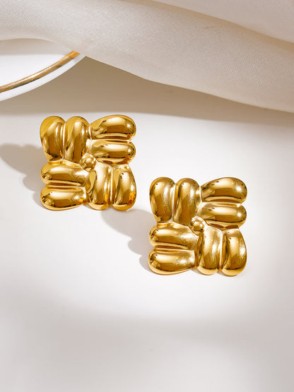 Demi Fine 18K Gold Plated Stainless steel Golden Charm Statement Studs Earrings
