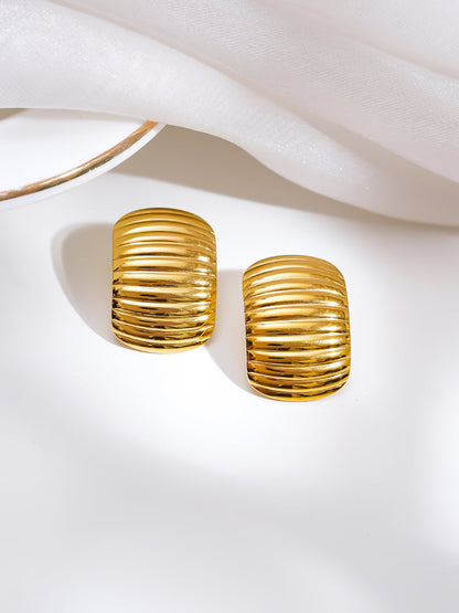 Demi Fine 18K Gold Plated Stainless steel Golden Wave Stud Earrings