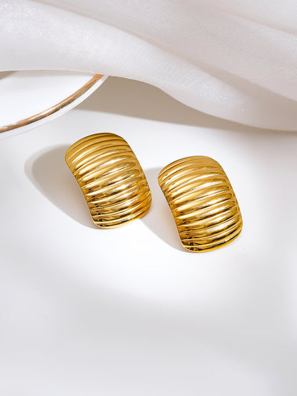 Demi Fine 18K Gold Plated Stainless steel Golden Wave Stud Earrings