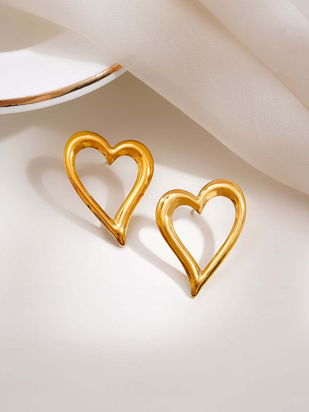 Demi Fine 18K Gold Plated Stainless steel Heart Outline Statement Studs