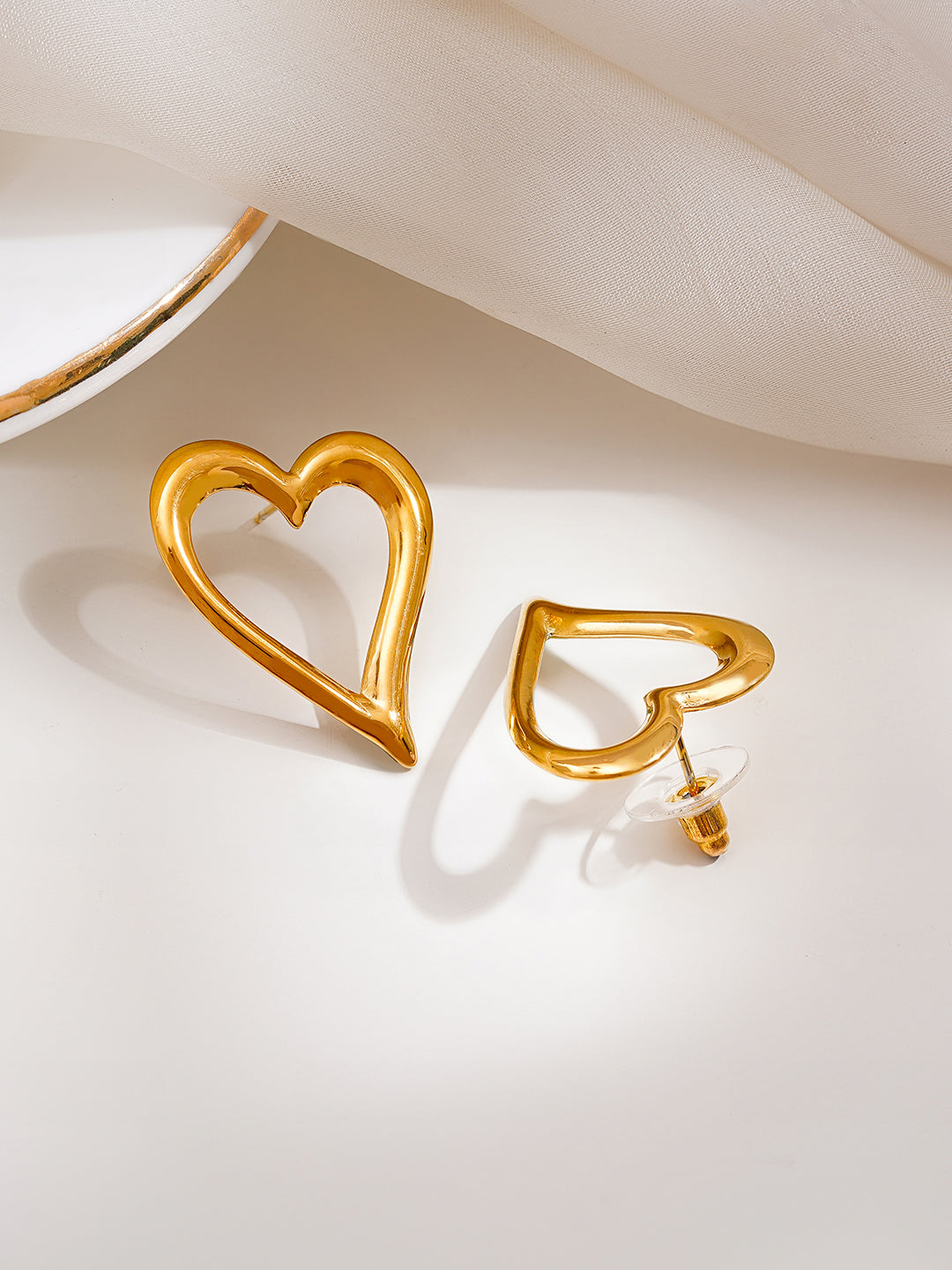 Demi Fine 18K Gold Plated Stainless steel Heart Outline Statement Studs
