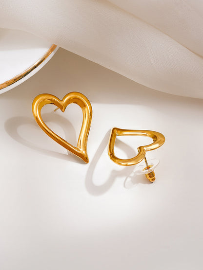Demi Fine 18K Gold Plated Stainless steel Heart Outline Statement Studs