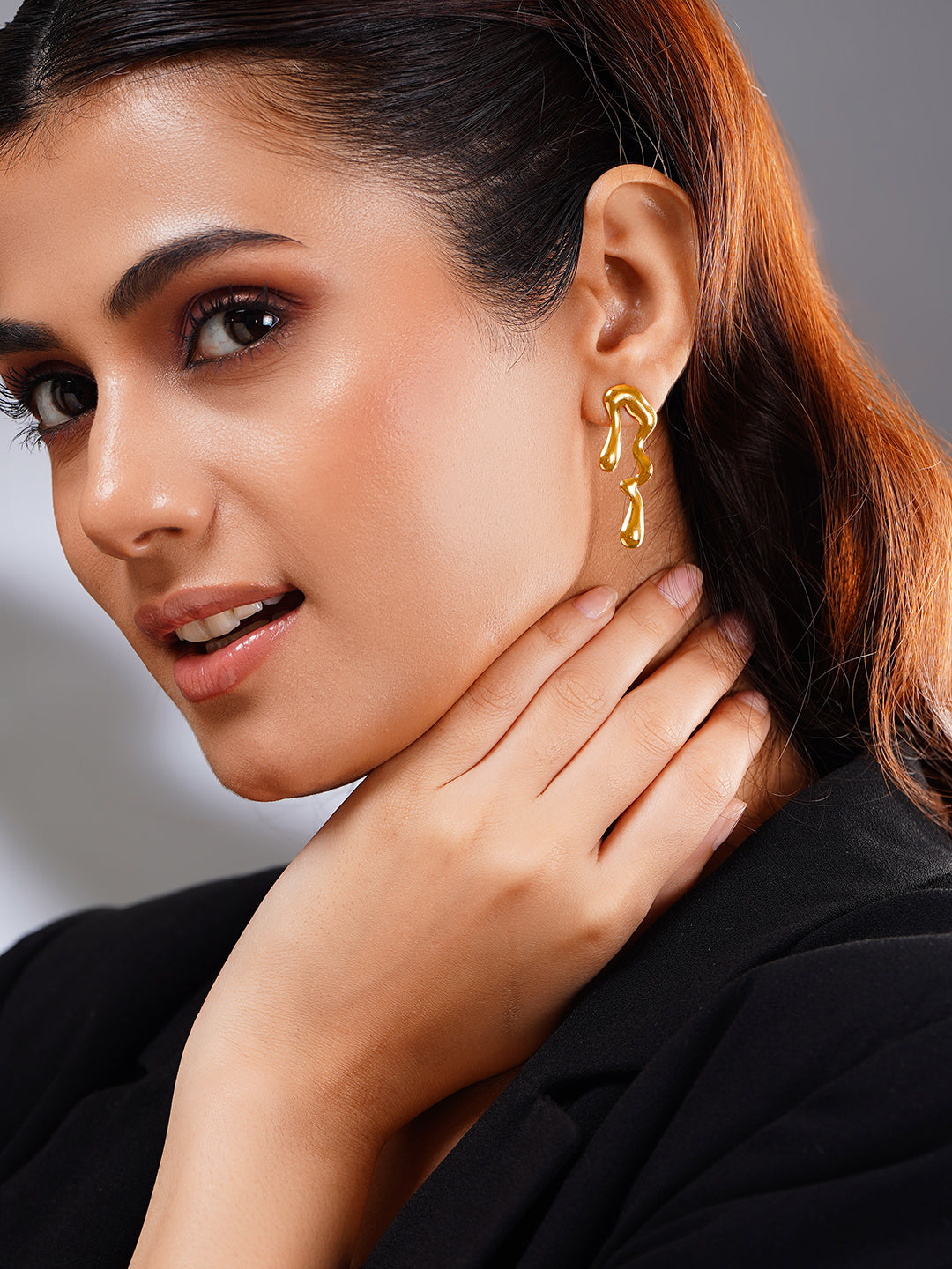 Demi Fine 18K Gold Plated Stainless steel Molten Glow Drop Earrings