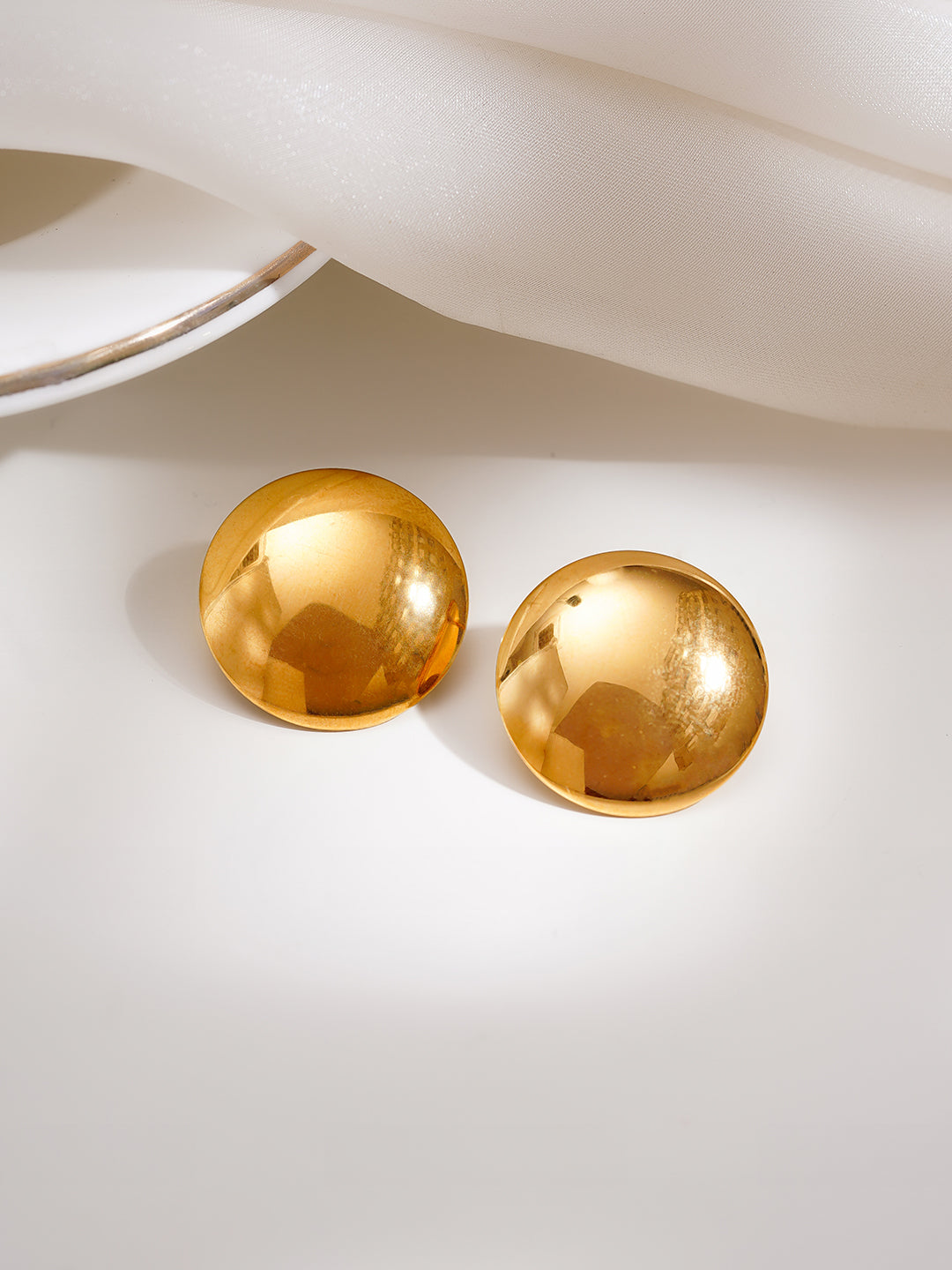 Demi Fine 18K Gold Plated Stainless steel Bold Dome Oversized Studs Earrings