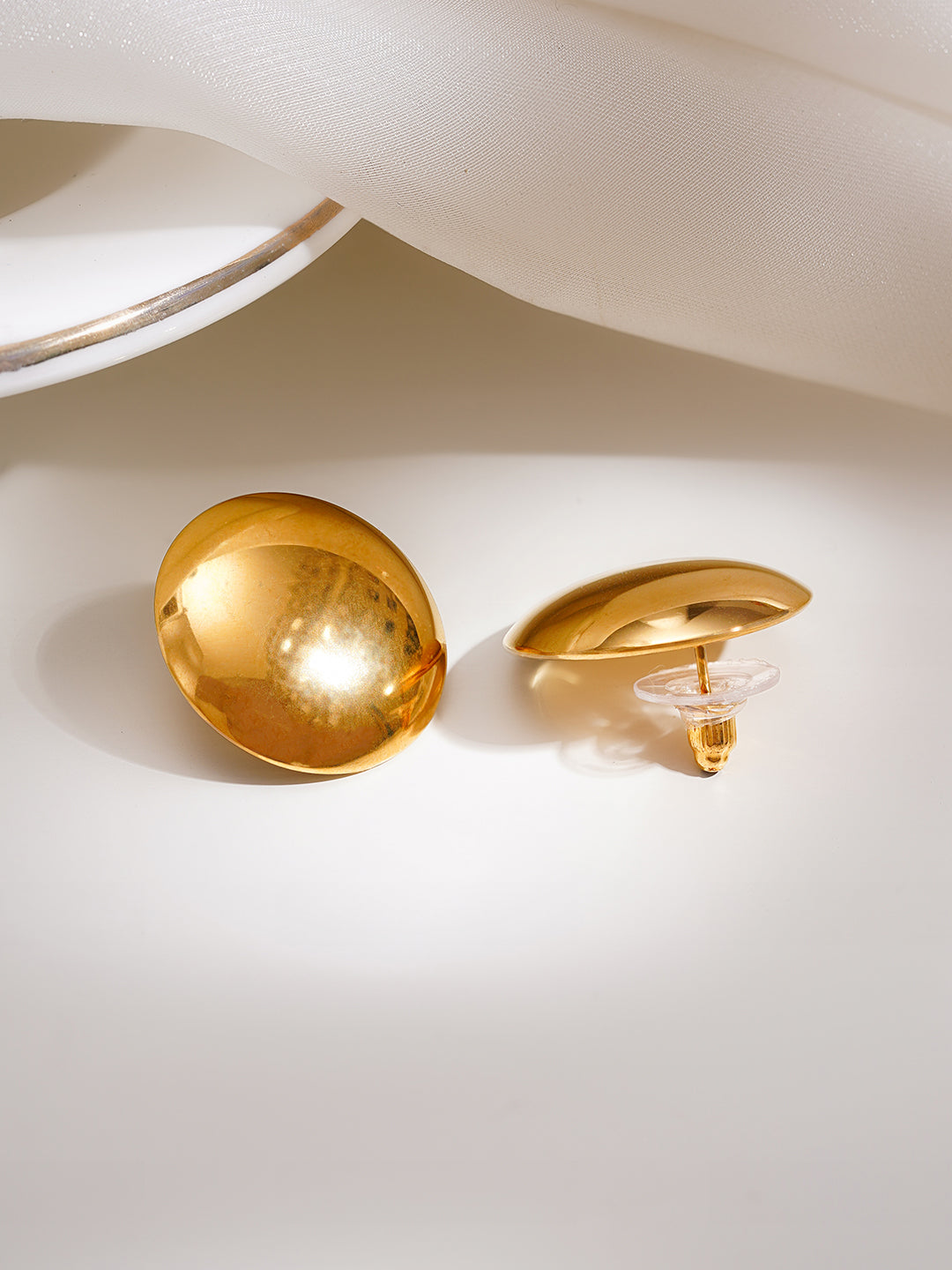 Demi Fine 18K Gold Plated Stainless steel Bold Dome Oversized Studs Earrings