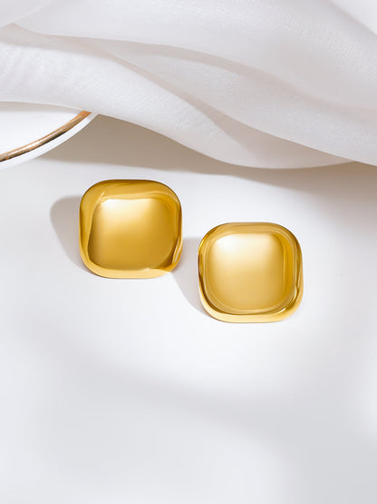 Demi Fine 18K Gold Plated Stainless steel Pillow Dome Stud Earrings
