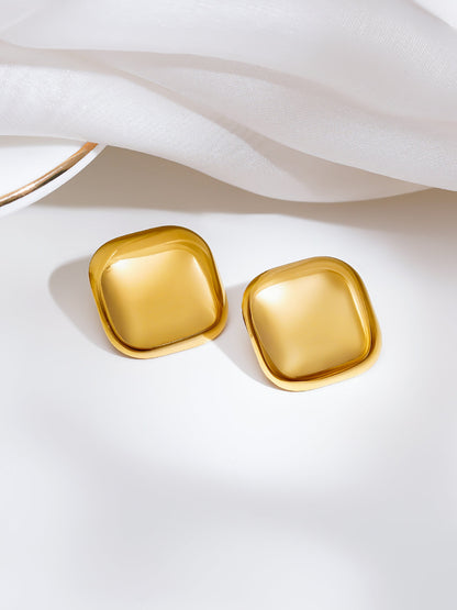 Demi Fine 18K Gold Plated Stainless steel Pillow Dome Stud Earrings